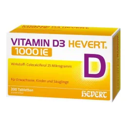 Vitaminas D3 Hevert 1000 TV tabletės, 200 vnt