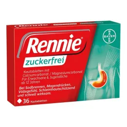 Rennie becukrės kramtomosios tabletės, 36 vnt