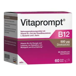 Vitaprompt B12 500 µg tiesioginės lazdelės, 60 vnt