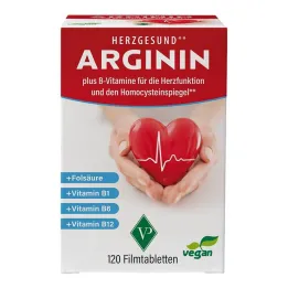Argininas Heart Healthy + vitaminas B1 + B6 + B12 + folio rūgšties plėvelė Tab., 120 vnt