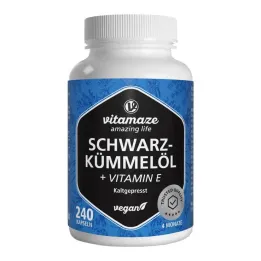 Juodųjų kmynų aliejaus kapsulės + vitaminas E, 240 vnt
