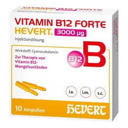 Vitaminas B12 Forte Hevert 3000 µg injekcinio tirpalo ampulė, 10x2 ml