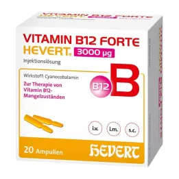 Vitaminas B12 Forte Hevert 3000 µg injekcinio tirpalo ampulė, 20x2 ml
