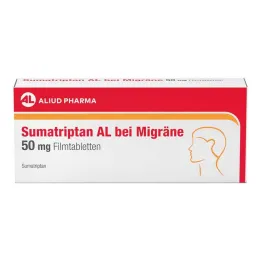 Sumatriptanas AL nuo migrenos 50 mg plėvele dengtos tabletės, 2 vnt