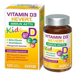 Vitaminas D3 Hevert Immun Aktiv Kids pastilės, 120 vnt