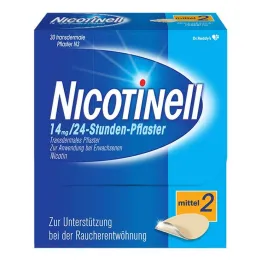 NICOTINELL 14 mg / 24 val. nikotino pleistrai, pleistro stiprumo vidutinė (2), 30 vnt